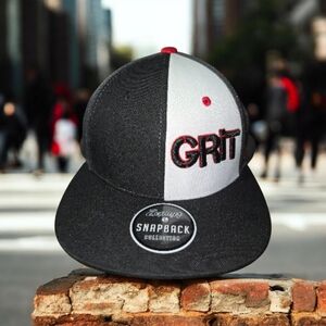 Black and White Snapback Hat with GRIT Logo